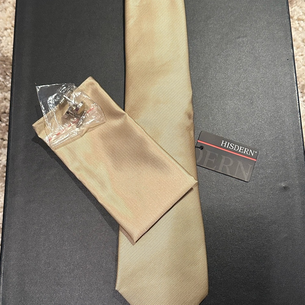 HISDERN Champagne Men's Tie Set